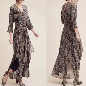 Moulinette Soeurs Black Ruched Gown with pants Anthropologie